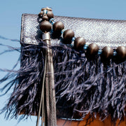 Asha Feather Clutch Bag In Starlight