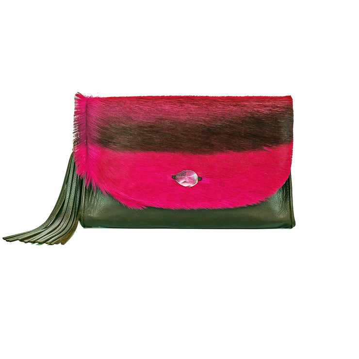 The Malaika Springbok Clutch Bag In Fuchsia