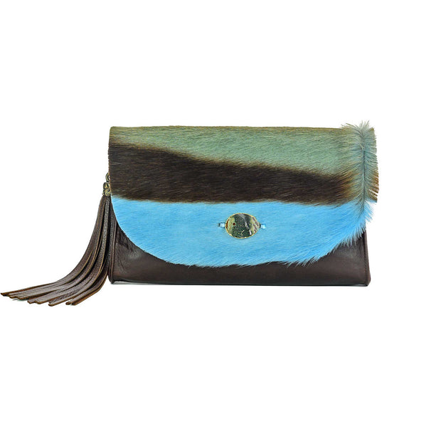 The Malaika Springbok Clutch Bag In Blue Skies